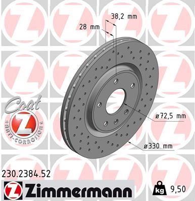 Otto Zimmermann 230.2384.52 Гальмівний диск 230238452: Купити в Україні - Добра ціна на EXIST.UA!