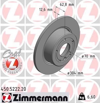 Otto Zimmermann 450.5222.20 Гальмівний диск 450522220: Купити в Україні - Добра ціна на EXIST.UA!