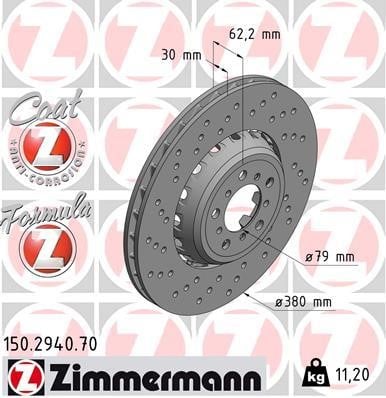 Otto Zimmermann 150.2940.70 Диск гальмівний передній вентильований 150294070: Купити в Україні - Добра ціна на EXIST.UA!