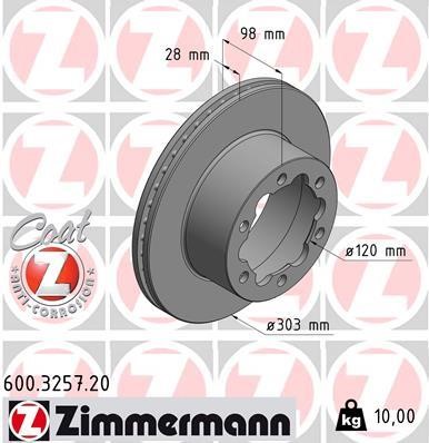 Otto Zimmermann 600.3257.20 Гальмівний диск 600325720: Купити в Україні - Добра ціна на EXIST.UA!