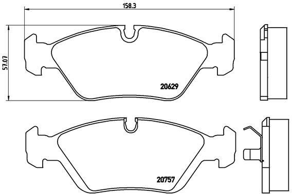 Тормозные колодки дисковые, комплект Brembo P 06 008