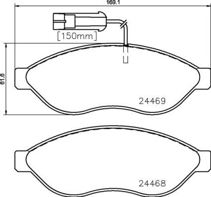 Тормозные колодки дисковые, комплект Brembo P 23 144