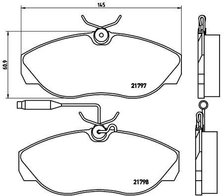 Тормозные колодки дисковые, комплект Brembo P 23 068