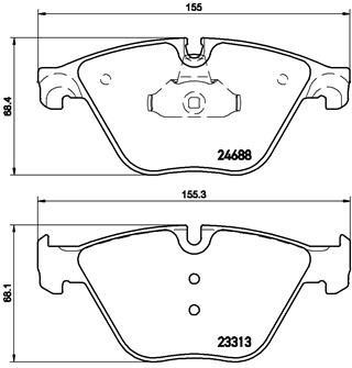 Тормозные колодки дисковые, комплект Brembo P 06 074
