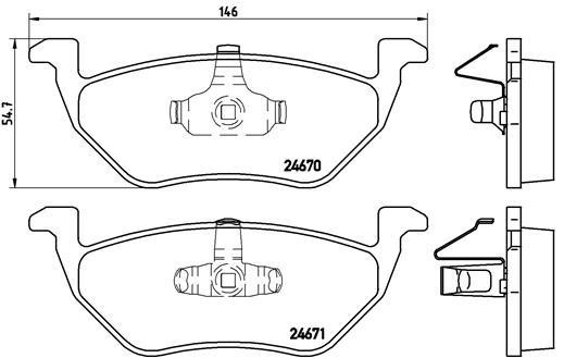 Тормозные колодки дисковые, комплект Brembo P 24 085