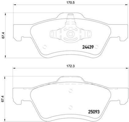 Тормозные колодки дисковые, комплект Brembo P 24 159