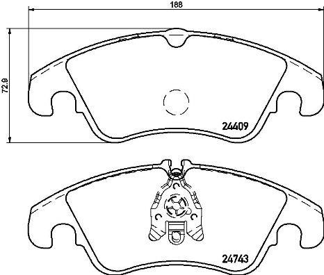 Тормозные колодки дисковые, комплект Brembo P 24 161