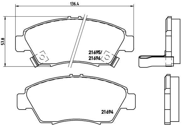 Тормозные колодки дисковые, комплект Brembo P 28 023