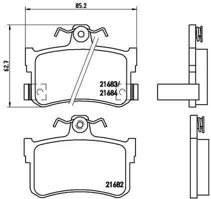 Тормозные колодки дисковые, комплект Brembo P 28 027