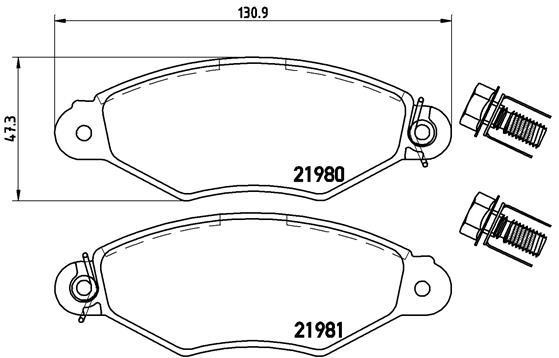 Тормозные колодки дисковые, комплект Brembo P 61 098