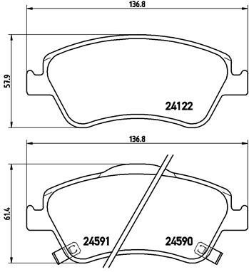 Тормозные колодки дисковые, комплект Brembo P 83 079