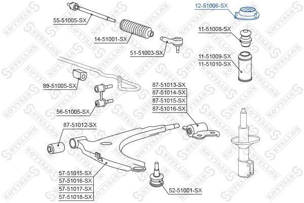 Опора амортизатора с подшипником, комплект Stellox 12-51006-SX