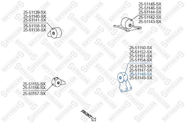 Stellox 25-51148-SX Подушка двигуна передня 2551148SX: Купити в Україні - Добра ціна на EXIST.UA!