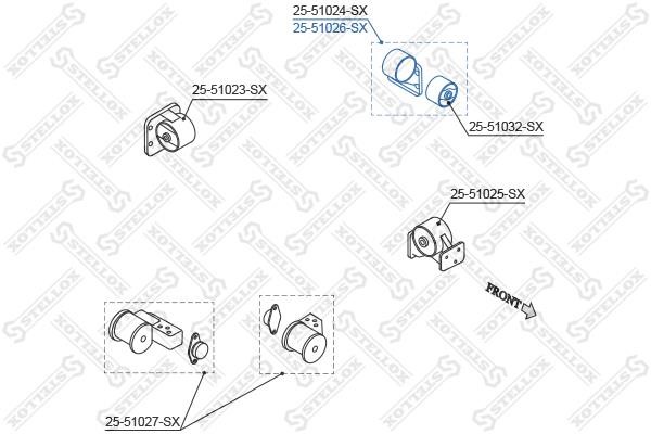 Stellox 25-51026-SX Подушка двигуна ліва 2551026SX: Купити в Україні - Добра ціна на EXIST.UA!