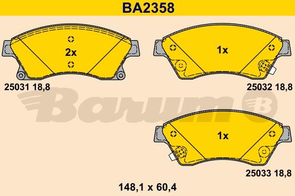 Barum BA2358 Гальмівні колодки, комплект BA2358: Купити в Україні - Добра ціна на EXIST.UA!