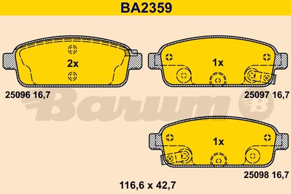 Barum BA2359 Гальмівні колодки, комплект BA2359: Купити в Україні - Добра ціна на EXIST.UA!