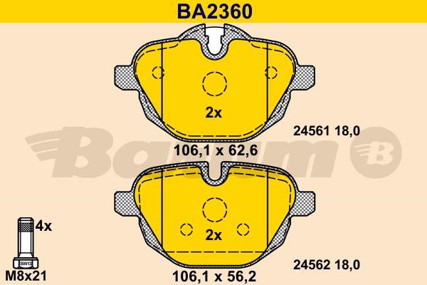 Barum BA2360 Гальмівні колодки, комплект BA2360: Купити в Україні - Добра ціна на EXIST.UA!