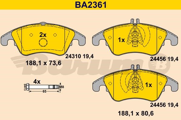 Barum BA2361 Гальмівні колодки, комплект BA2361: Купити в Україні - Добра ціна на EXIST.UA!