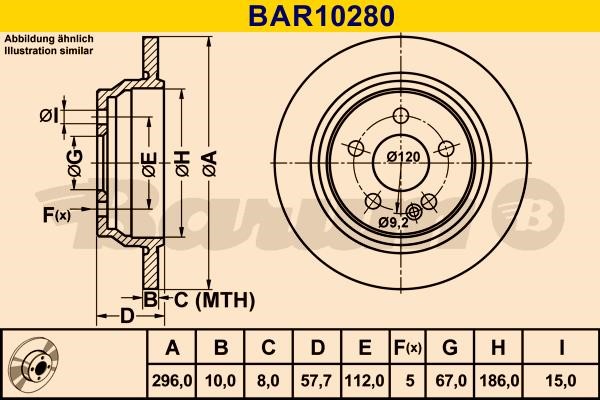 Barum BAR10280 Диск гальмівний задній невентильований BAR10280: Купити в Україні - Добра ціна на EXIST.UA!