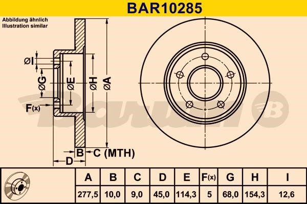 Barum BAR10285 Диск гальмівний задній невентильований BAR10285: Купити в Україні - Добра ціна на EXIST.UA!