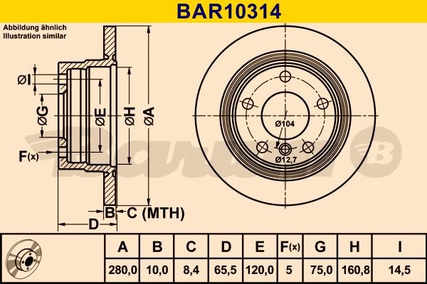 Barum BAR10314 Диск гальмівний задній невентильований BAR10314: Купити в Україні - Добра ціна на EXIST.UA!