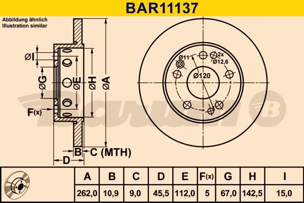Barum BAR11137 Диск гальмівний передній невентильований BAR11137: Купити в Україні - Добра ціна на EXIST.UA!