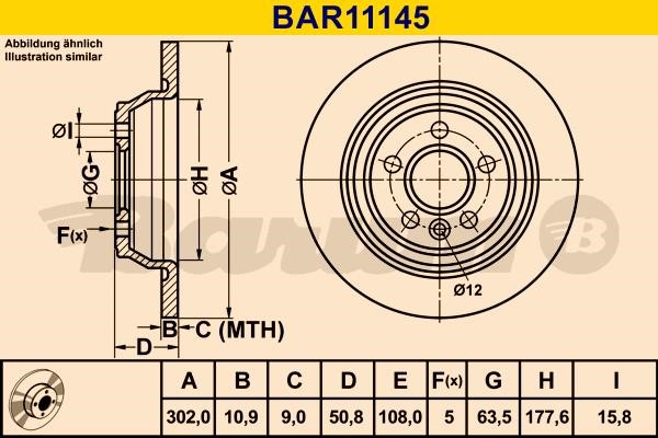 Barum BAR11145 Диск гальмівний задній невентильований BAR11145: Приваблива ціна - Купити в Україні на EXIST.UA!