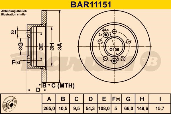 Barum BAR11151 Диск гальмівний задній невентильований BAR11151: Купити в Україні - Добра ціна на EXIST.UA!