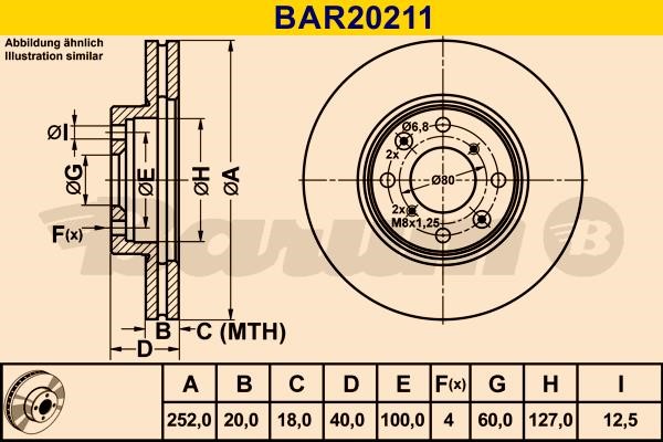 Barum BAR20211 Диск гальмівний вентильований, 1 шт. BAR20211: Купити в Україні - Добра ціна на EXIST.UA!