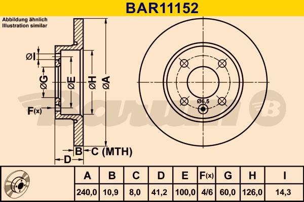 Barum BAR11152 Диск гальмівний передній невентильований BAR11152: Купити в Україні - Добра ціна на EXIST.UA!