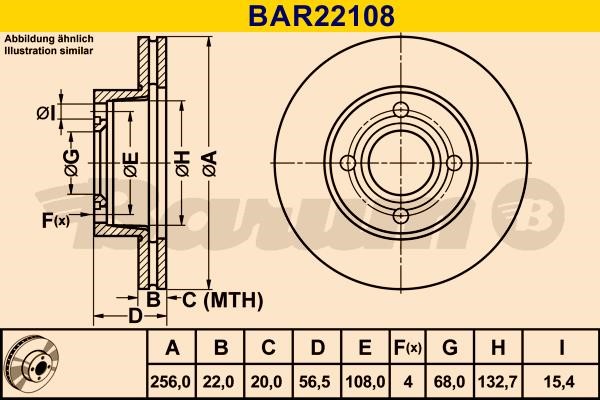 Barum BAR22108 Диск гальмівний вентильований, 1 шт. BAR22108: Купити в Україні - Добра ціна на EXIST.UA!
