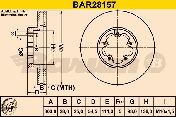 Barum BAR28157 Диск гальмівний передній вентильований BAR28157: Купити в Україні - Добра ціна на EXIST.UA!