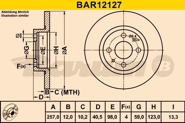 Barum BAR12127 Диск гальмівний передній невентильований BAR12127: Купити в Україні - Добра ціна на EXIST.UA!
