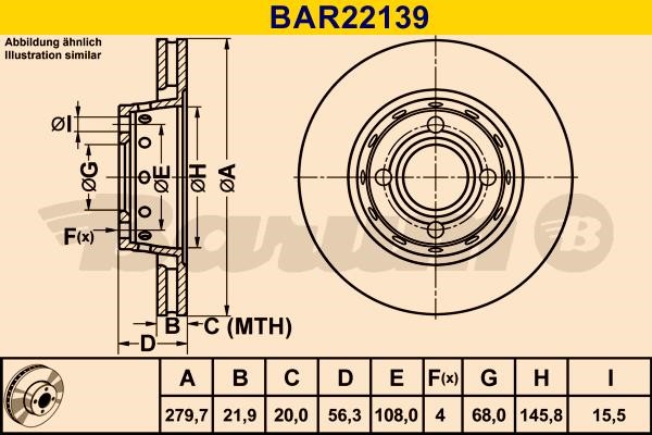 Barum BAR22139 Диск гальмівний вентильований, 1 шт. BAR22139: Купити в Україні - Добра ціна на EXIST.UA!