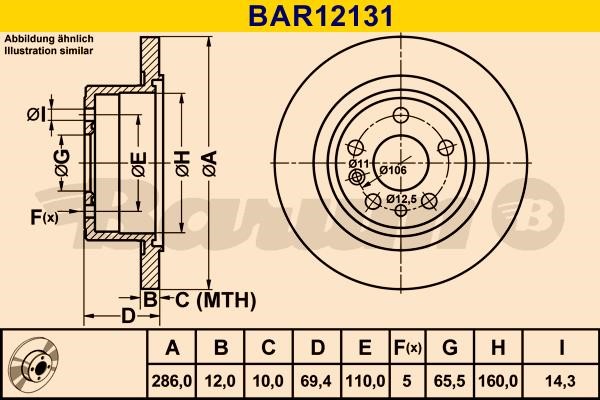 Barum BAR12131 Диск гальмівний задній невентильований BAR12131: Купити в Україні - Добра ціна на EXIST.UA!