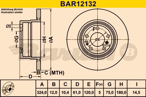 Barum BAR12132 Диск гальмівний задній невентильований BAR12132: Купити в Україні - Добра ціна на EXIST.UA!