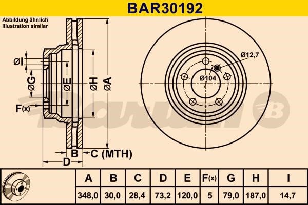 Barum BAR30192 Диск гальмівний вентильований, 1 шт. BAR30192: Купити в Україні - Добра ціна на EXIST.UA!