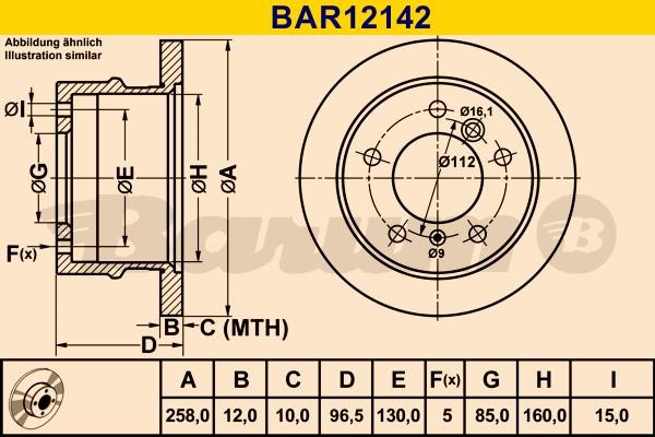 Barum BAR12142 Диск гальмівний задній невентильований BAR12142: Купити в Україні - Добра ціна на EXIST.UA!