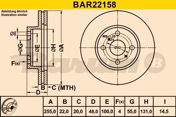 Barum BAR22158 Диск гальмівний вентильований, 1 шт. BAR22158: Купити в Україні - Добра ціна на EXIST.UA!
