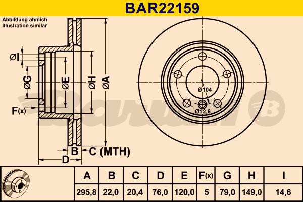 Barum BAR22159 Диск гальмівний вентильований, 1 шт. BAR22159: Приваблива ціна - Купити в Україні на EXIST.UA!