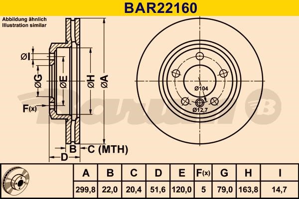 Barum BAR22160 Диск гальмівний вентильований, 1 шт. BAR22160: Купити в Україні - Добра ціна на EXIST.UA!