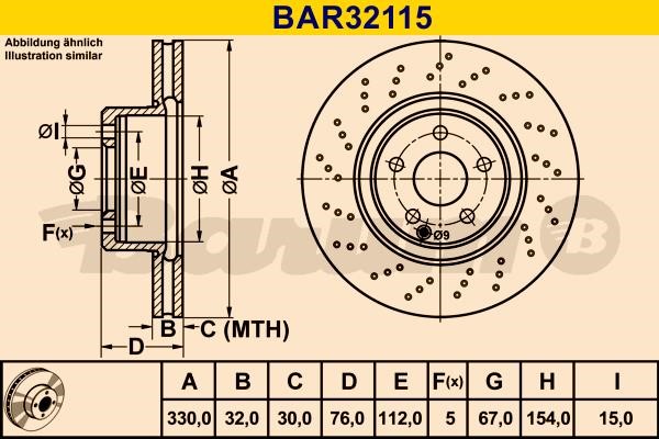 Barum BAR32115 Диск гальмівний вентильований з перфорацією BAR32115: Купити в Україні - Добра ціна на EXIST.UA!