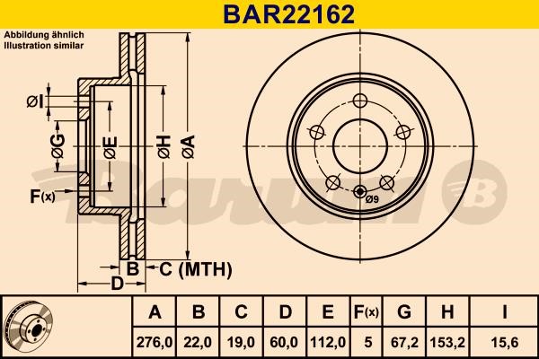 Barum BAR22162 Диск гальмівний передній вентильований BAR22162: Купити в Україні - Добра ціна на EXIST.UA!
