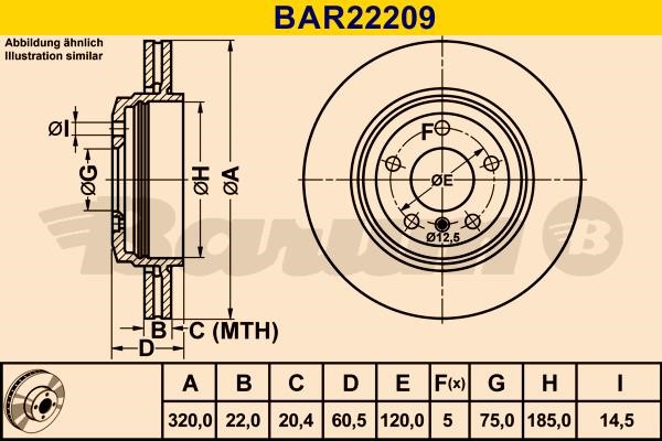 Barum BAR22209 Диск гальмівний задній вентильований BAR22209: Купити в Україні - Добра ціна на EXIST.UA!