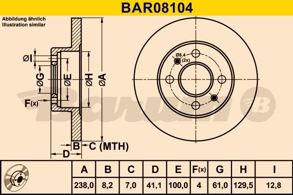 Barum BAR08104 Диск гальмівний передній невентильований BAR08104: Купити в Україні - Добра ціна на EXIST.UA!