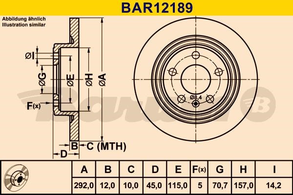 Barum BAR12189 Диск гальмівний невентильований BAR12189: Купити в Україні - Добра ціна на EXIST.UA!