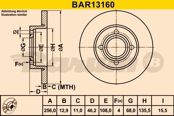 Barum BAR13160 Диск гальмівний передній невентильований BAR13160: Купити в Україні - Добра ціна на EXIST.UA!