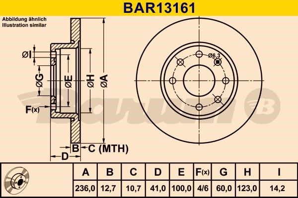 Barum BAR13161 Диск гальмівний передній невентильований BAR13161: Купити в Україні - Добра ціна на EXIST.UA!