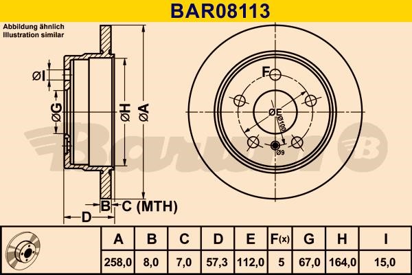 Barum BAR08113 Диск гальмівний задній невентильований BAR08113: Купити в Україні - Добра ціна на EXIST.UA!