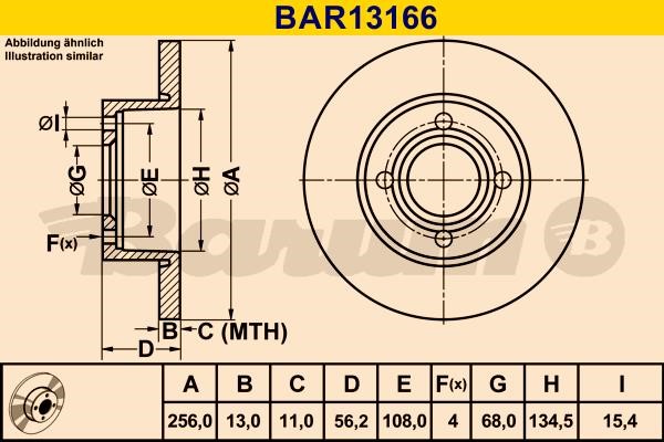 Barum BAR13166 Диск гальмівний передній невентильований BAR13166: Купити в Україні - Добра ціна на EXIST.UA!
